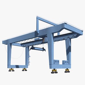 3D Seaport blue RTG crane long
