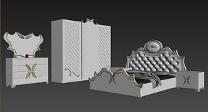 bedroom set bed 3d model