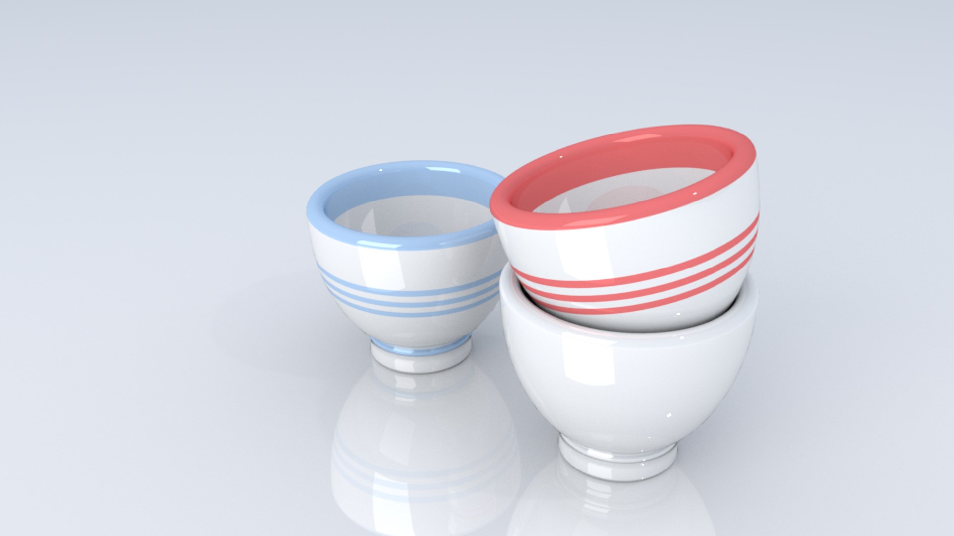 3d Asian Tea Cups Model
