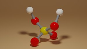 3D model Sulfuric Acid H2SO4 Molecule