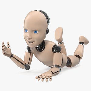 3D Humanoid Cyborg Child in Supine Position model