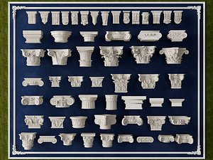 Classical Architectural Column Capitals Set 3D model