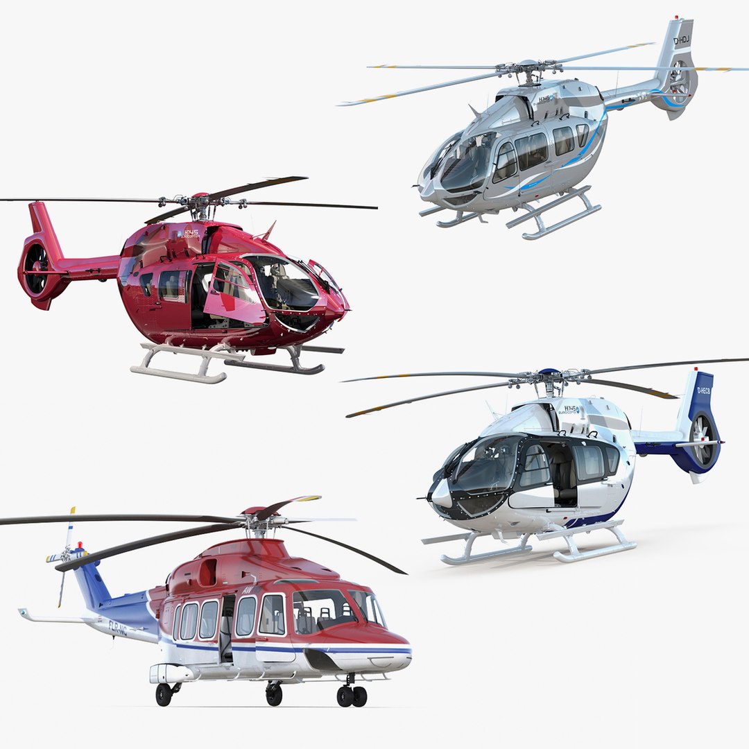 Rigged Private Helicopters Collection 2 3D model preview
