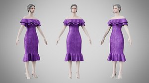 Dress 17 Royal Velvet Purple With Design