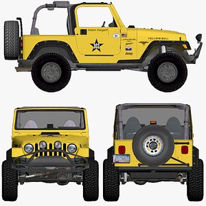 3D Dirt Road-016-Offroad Sport Car II Yellowbull-Sport-Team-4x4 Car-3D Low Poly-Game Ready Model
