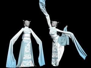 traditional dress chinese dancer 3D model