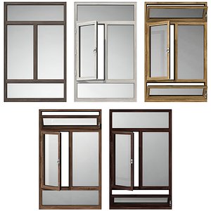 3D model Swing stained glass wooden windows