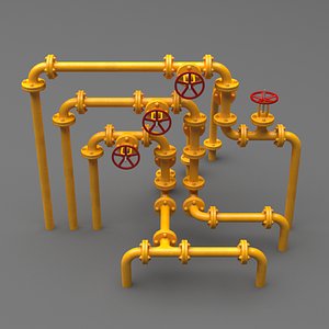 3D set industrial pipes small