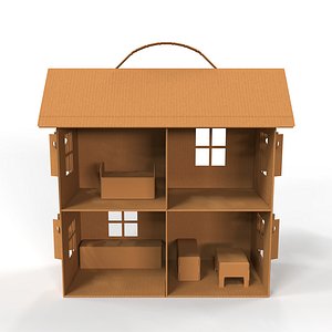 3D Handcrafted Cardboard House with Miniature Furniture