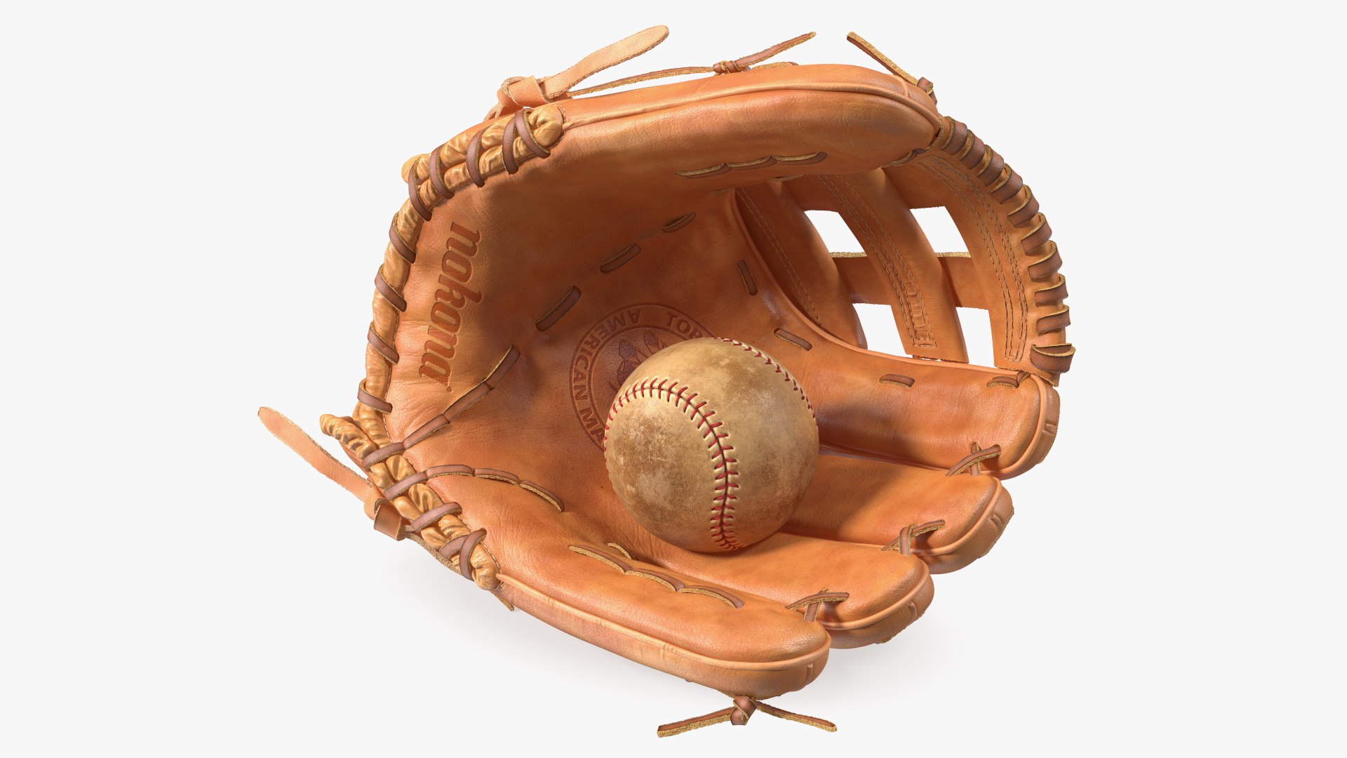 Softball Glove with Ball 3D model preview