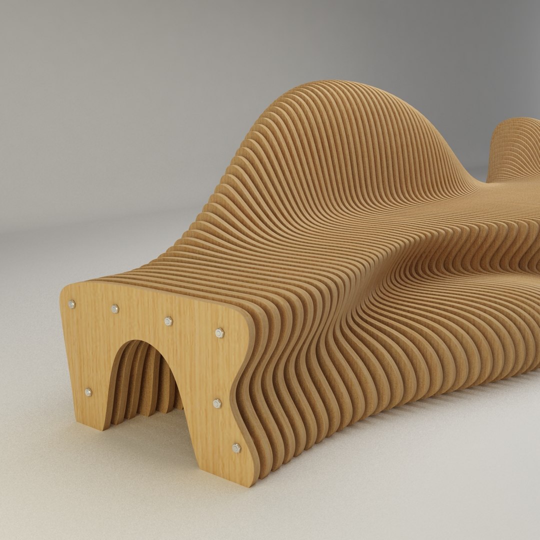 3D Waiting Bench Wood Wave - TurboSquid 1225400