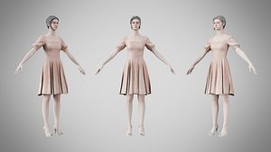 3D Dress 26 Ivory Blush Velvet