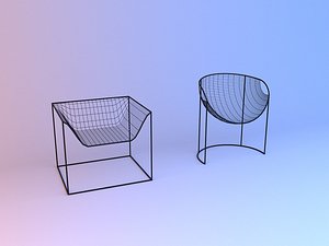 3D Grid metal chair model