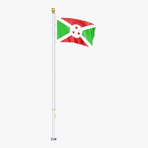 Burundi Flag Stand Pole Animated Loop 3D