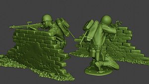 american soldier ww2 shoot 3D model