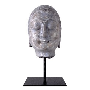 3D Antique Stone Buddha Head model