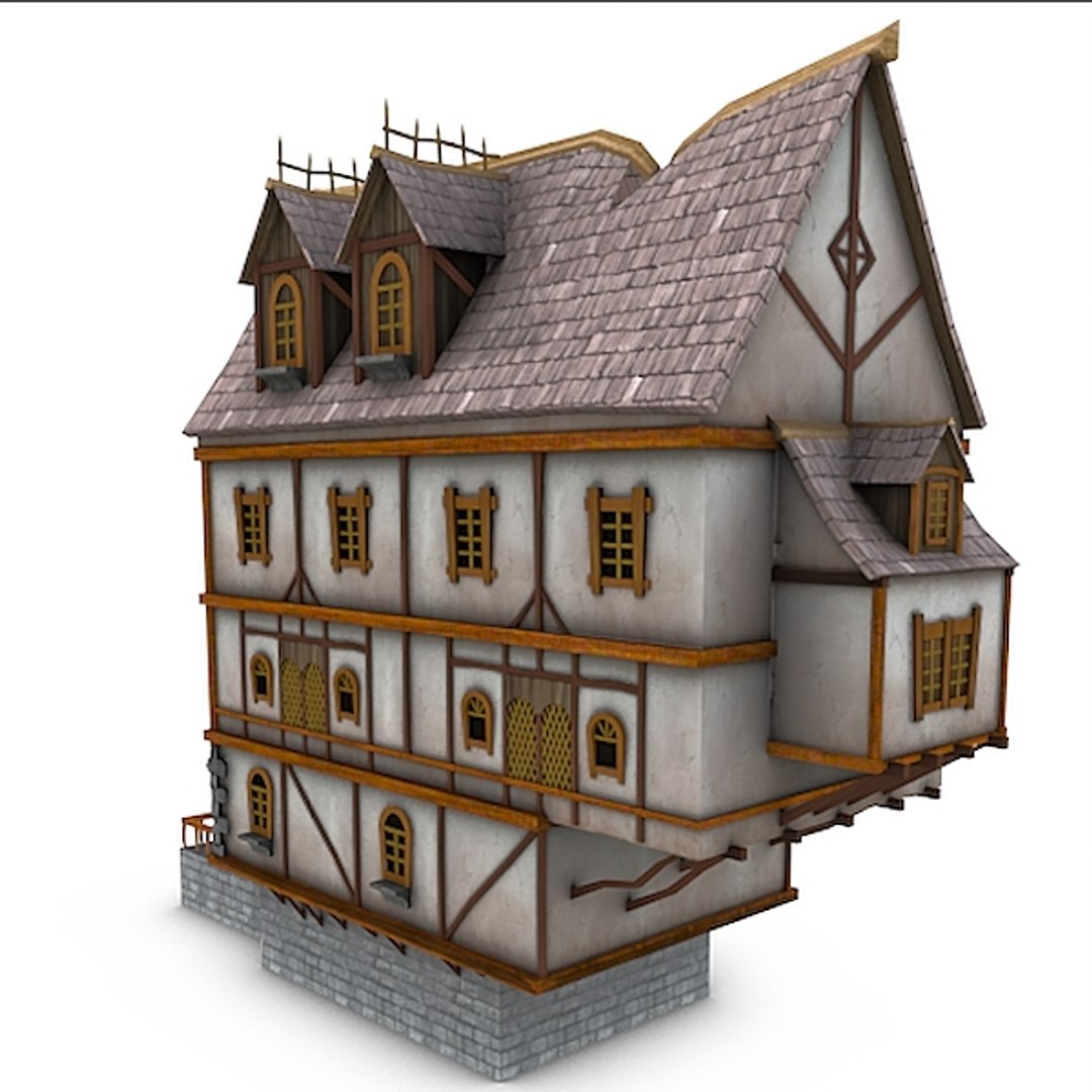 medieval tavern buildings obj