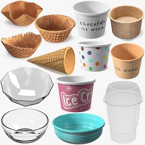 Different Types of Cups and Waffle Wafers for Ice Cream