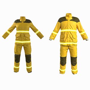 3D Female and Male Firefighter