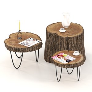 3D model slab coffee tables stump