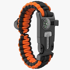 3D Atomic Bear Tactical Paracord Bracelet Orange model