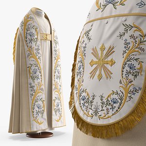 Christian Liturgical Vestment with Stole White Gold