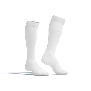 White Knee High Socks stand on tiptoe - fabric sox pair
