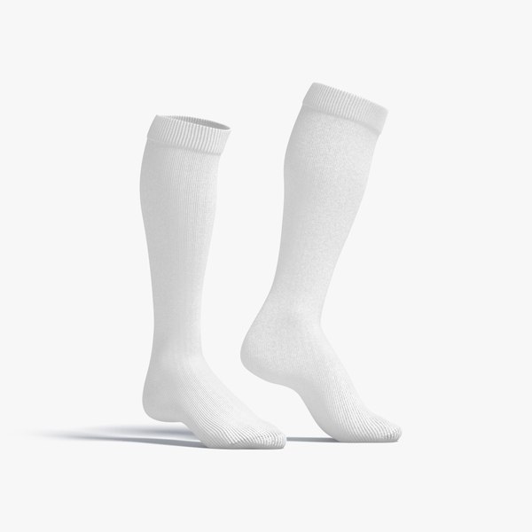 3D White Knee High Socks stand on tiptoe - fabric sox pair model ...