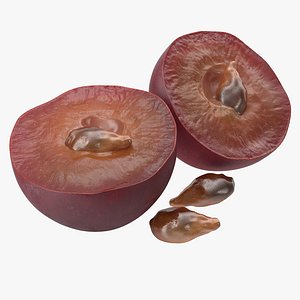 3d red grape cross section model