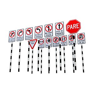 Street Sign Traffic - Traffic signs - transito - Low poly 3D