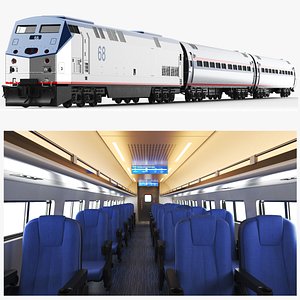 Detailed Full Train Car With Interior