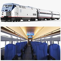 Detailed Full Train Car With Interior