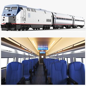 Detailed Full Train Car With Interior