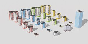 Building set 1Low Poly Building Pack Low-poly 3D model