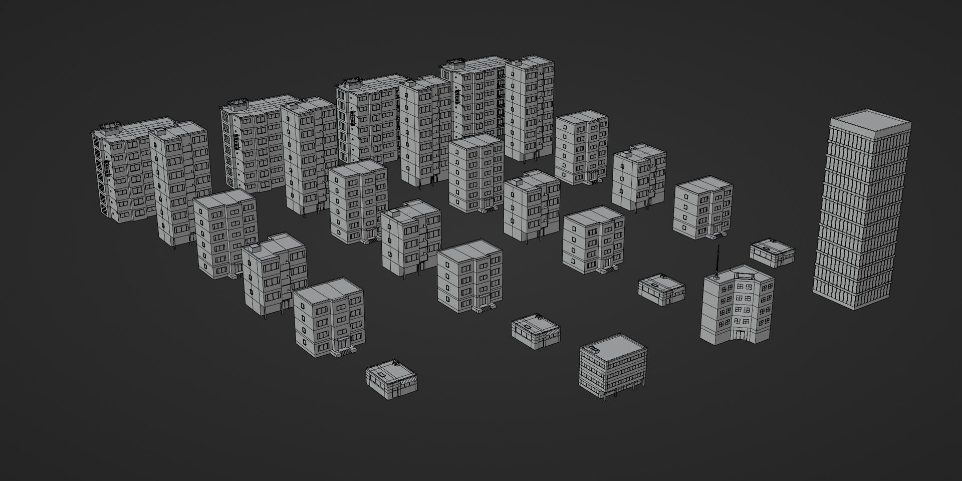Building set 1Low Poly Building Pack Low-poly 3D model - TurboSquid 2059990