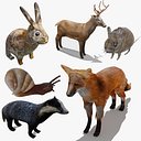 Animais da floresta OBJ e BLEND 2