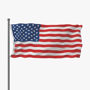 Waving American Flag model