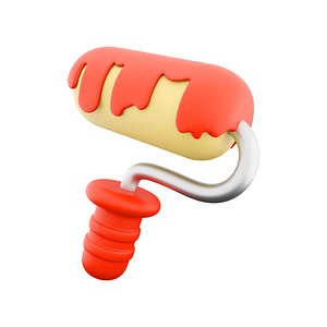3D Simple paint roller icon