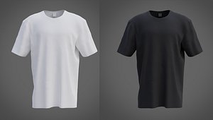 3D Male T-shirt - white and black textures