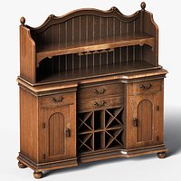 Antique Bureau Low-poly Game Ready