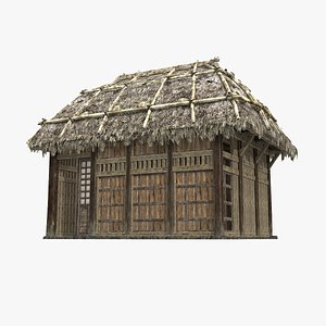 3D Thatched cottage in ancient architecture