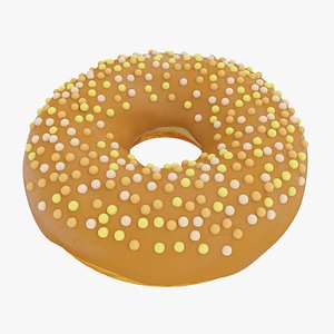 3D Caramel glazed donut with sprinkles model
