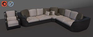 3D corner sofa set model