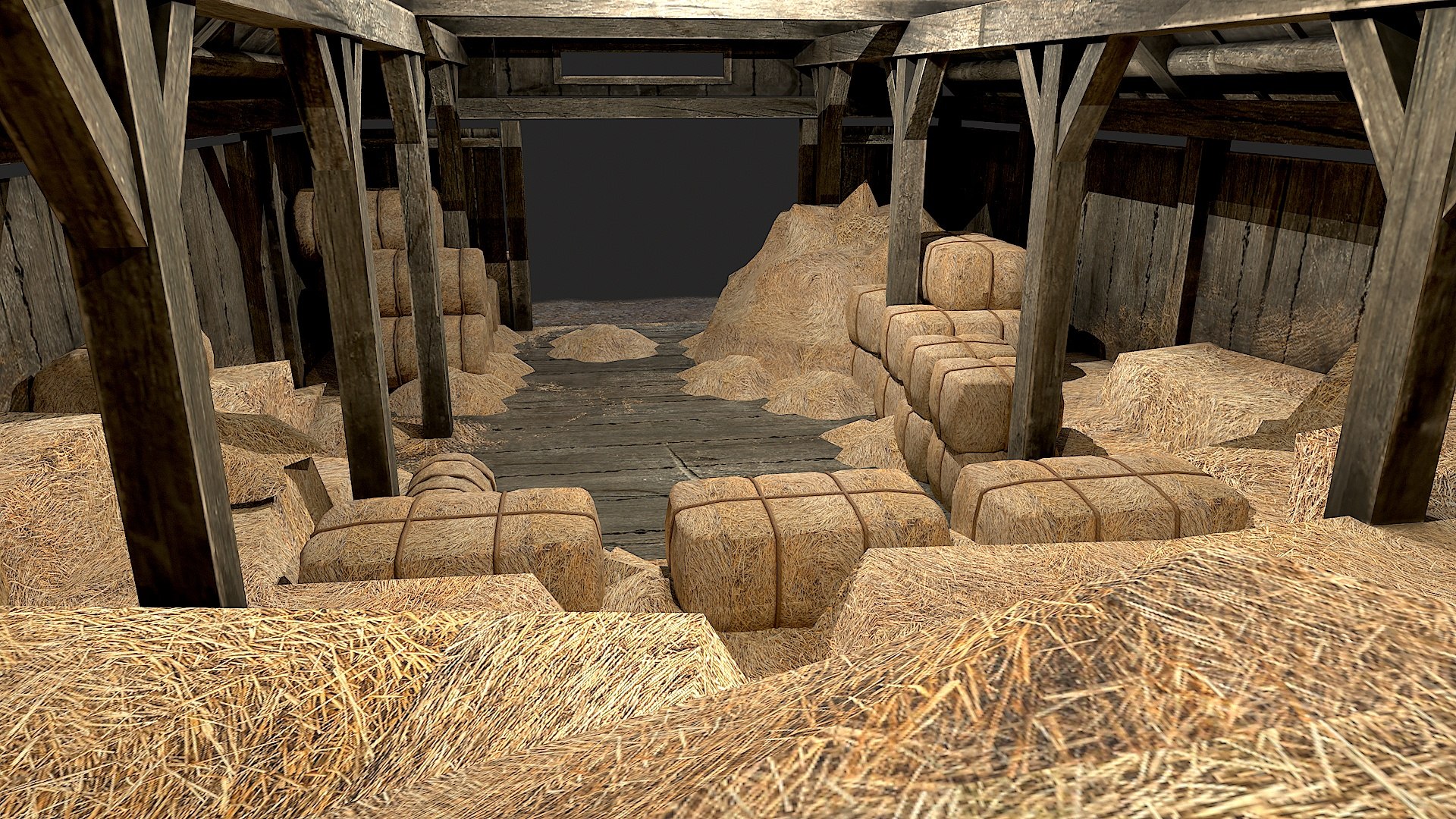 Old Village Hay Barn Hay And Haystack PBR 3D - TurboSquid 2359654