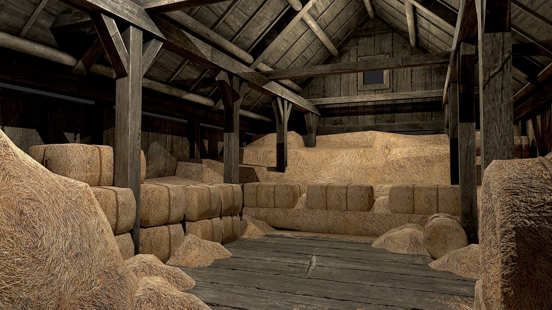 Old Village Hay Barn Hay And Haystack PBR 3D - TurboSquid 2359654