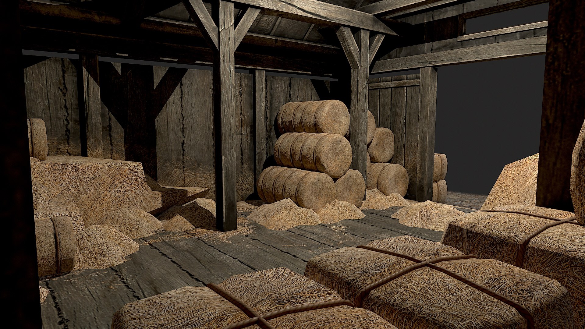 Old Village Hay Barn Hay And Haystack PBR 3D - TurboSquid 2359654