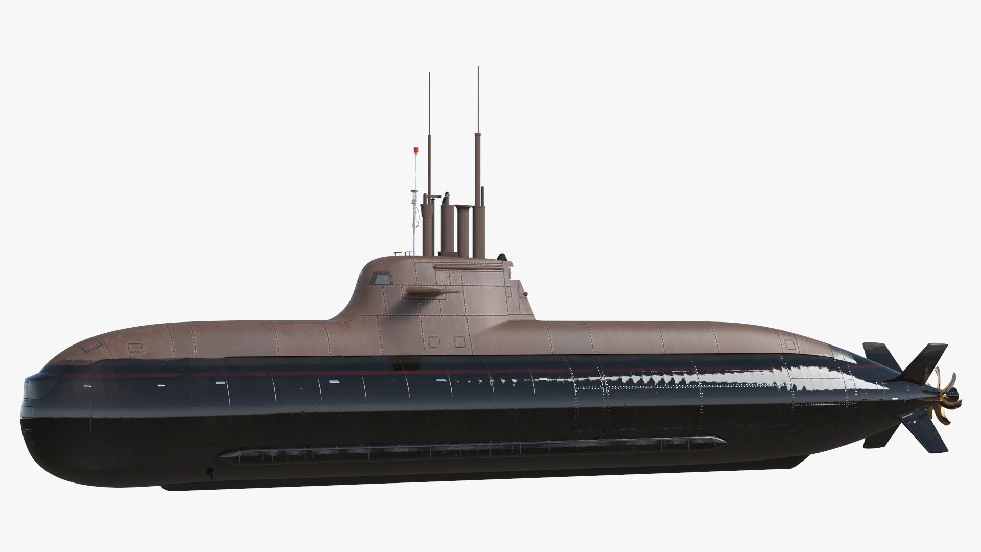 Diesel Submarine HDW Class 212A Half Wet Rigged for Maya 3D model preview
