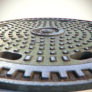 3d model metal rusty sewer lid