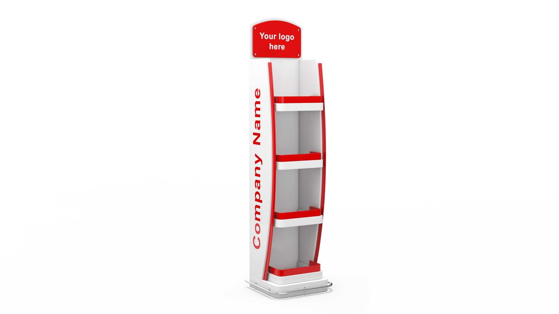 White Red Promotion Floor Display Mockup 3D model preview