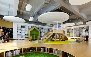 3D Preschool Classroom 3D Model - Kids Furniture  Activity Area